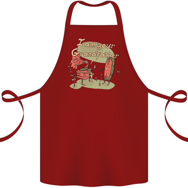 Music I am Your Grandfather DJ Stream Vinyl Cotton Apron 100% Organic Maroon