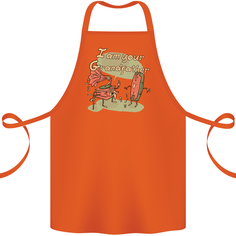 Music I am Your Grandfather DJ Stream Vinyl Cotton Apron 100% Organic Orange