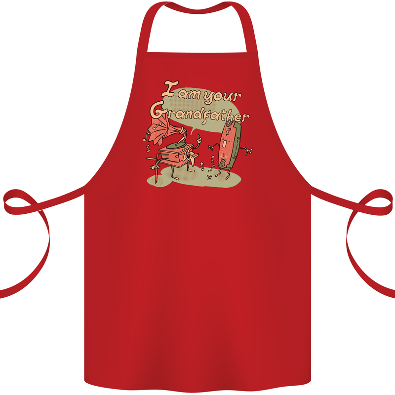 Music I am Your Grandfather DJ Stream Vinyl Cotton Apron 100% Organic Red
