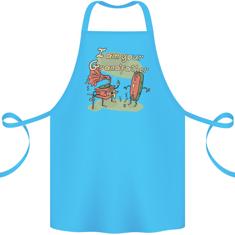 Music I am Your Grandfather DJ Stream Vinyl Cotton Apron 100% Organic Turquoise