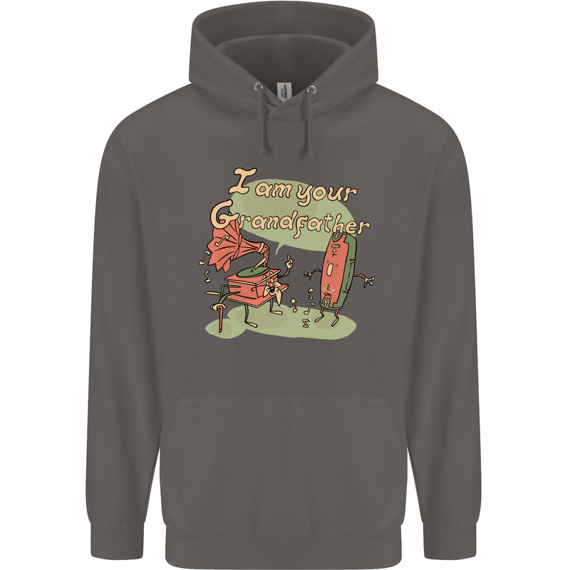 Music I am Your Grandfather DJ Stream Vinyl Mens 80% Cotton Hoodie Charcoal