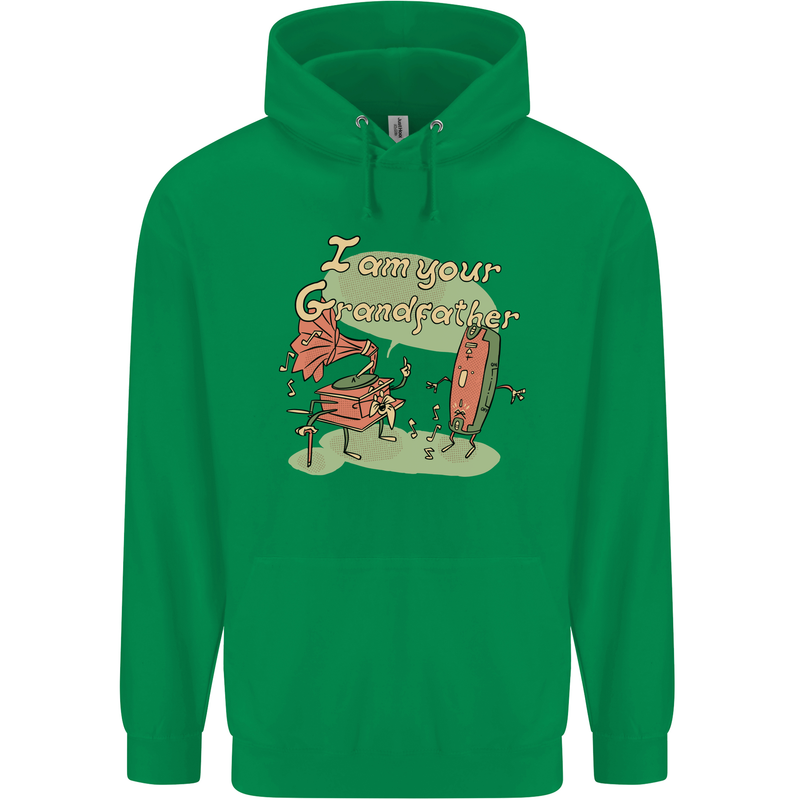 Music I am Your Grandfather DJ Stream Vinyl Mens 80% Cotton Hoodie Irish Green