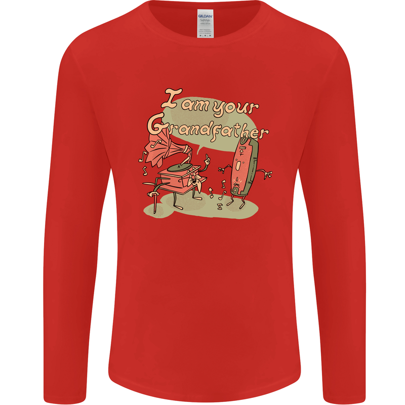 Music I am Your Grandfather DJ Stream Vinyl Mens Long Sleeve T-Shirt Red