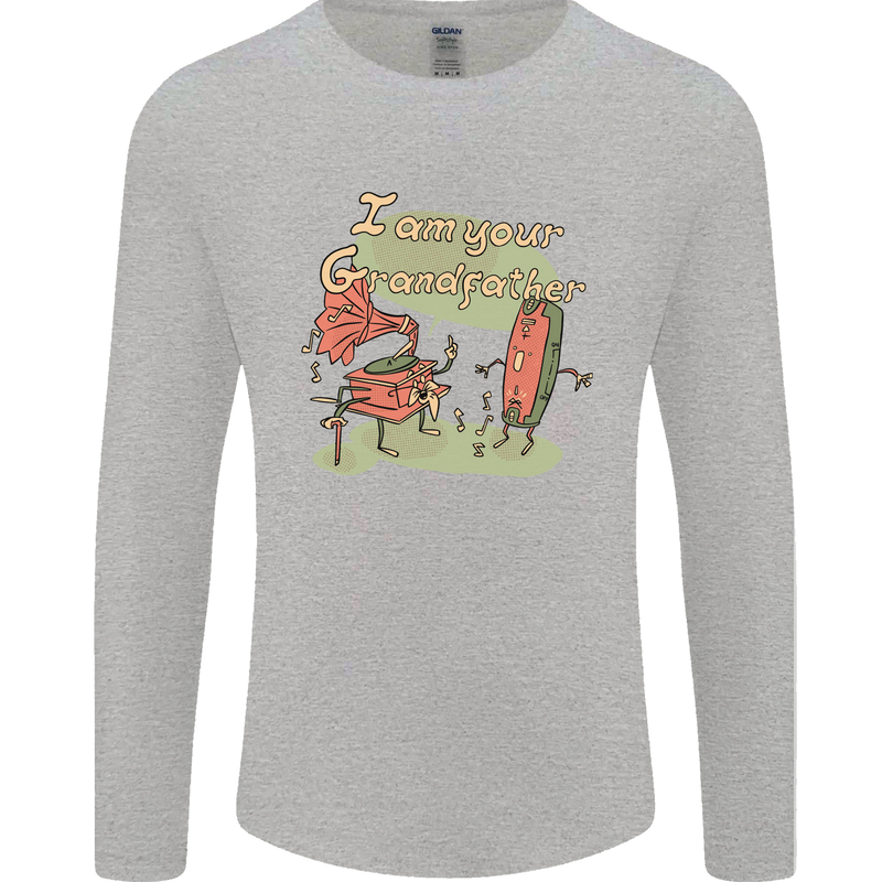 Music I am Your Grandfather DJ Stream Vinyl Mens Long Sleeve T-Shirt Sports Grey
