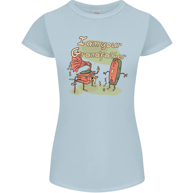 Music I am Your Grandfather DJ Stream Vinyl Womens Petite Cut T-Shirt Light Blue