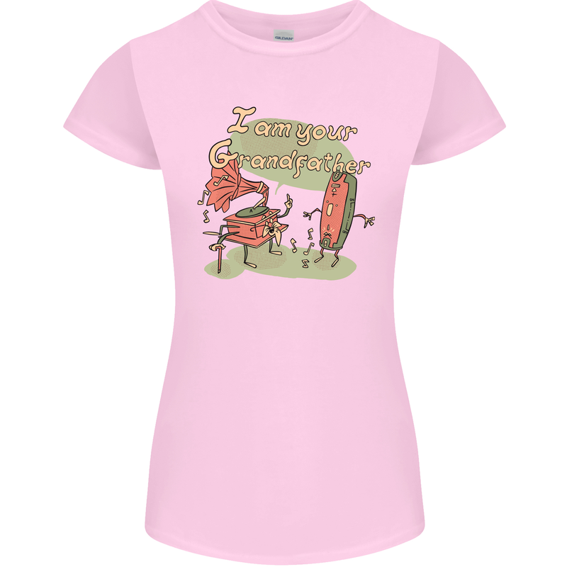 Music I am Your Grandfather DJ Stream Vinyl Womens Petite Cut T-Shirt Light Pink