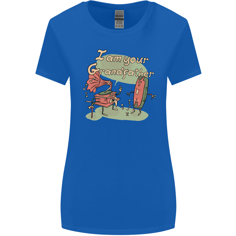Music I am Your Grandfather DJ Stream Vinyl Womens Wider Cut T-Shirt Royal Blue