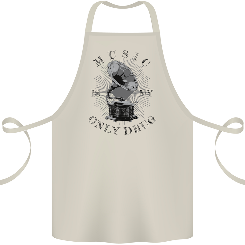 Music Is My Only Drug Funny DJ Vinyl Decks Cotton Apron 100% Organic Natural