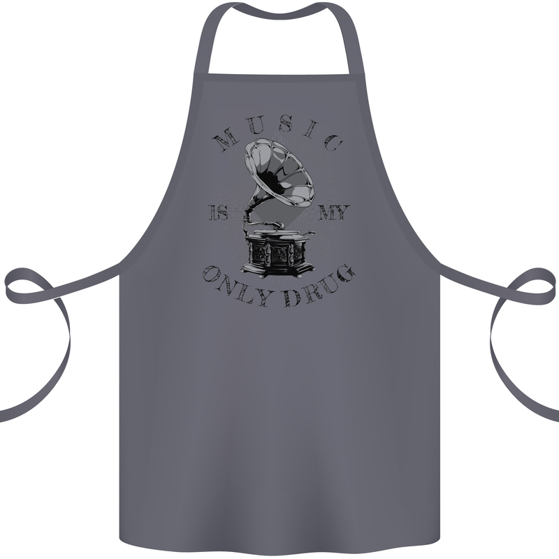 Music Is My Only Drug Funny DJ Vinyl Decks Cotton Apron 100% Organic Steel