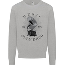 Music Is My Only Drug Funny DJ Vinyl Decks Kids Sweatshirt Jumper Sports Grey