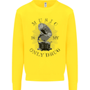 Music Is My Only Drug Funny DJ Vinyl Decks Kids Sweatshirt Jumper Yellow
