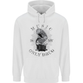 Music Is My Only Drug Funny DJ Vinyl Decks Mens 80% Cotton Hoodie White
