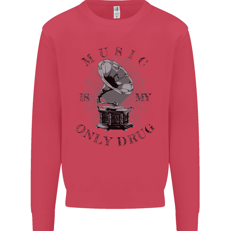 Music Is My Only Drug Funny DJ Vinyl Decks Mens Sweatshirt Jumper Heliconia