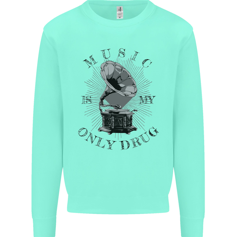Music Is My Only Drug Funny DJ Vinyl Decks Mens Sweatshirt Jumper Peppermint