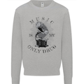 Music Is My Only Drug Funny DJ Vinyl Decks Mens Sweatshirt Jumper Sports Grey