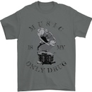 Music Is My Only Drug Funny DJ Vinyl Decks Mens T-Shirt Cotton Gildan Charcoal