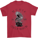 Music Is My Only Drug Funny DJ Vinyl Decks Mens T-Shirt Cotton Gildan Red