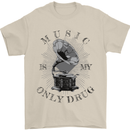 Music Is My Only Drug Funny DJ Vinyl Decks Mens T-Shirt Cotton Gildan Sand