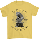 Music Is My Only Drug Funny DJ Vinyl Decks Mens T-Shirt Cotton Gildan Yellow