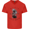 Music Is My Only Drug Funny DJ Vinyl Decks Mens V-Neck Cotton T-Shirt Red