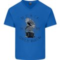 Music Is My Only Drug Funny DJ Vinyl Decks Mens V-Neck Cotton T-Shirt Royal Blue