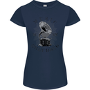 Music Is My Only Drug Funny DJ Vinyl Decks Womens Petite Cut T-Shirt Navy Blue