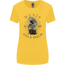 Music Is My Only Drug Funny DJ Vinyl Decks Womens Wider Cut T-Shirt Yellow