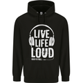 Music Live Life Loud Rock n Roll Guitar Childrens Kids Hoodie Black