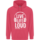 Music Live Life Loud Rock n Roll Guitar Childrens Kids Hoodie Heliconia