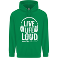 Music Live Life Loud Rock n Roll Guitar Childrens Kids Hoodie Irish Green