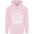 Music Live Life Loud Rock n Roll Guitar Childrens Kids Hoodie Light Pink