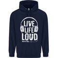 Music Live Life Loud Rock n Roll Guitar Childrens Kids Hoodie Navy Blue