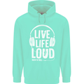 Music Live Life Loud Rock n Roll Guitar Childrens Kids Hoodie Peppermint