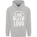 Music Live Life Loud Rock n Roll Guitar Childrens Kids Hoodie Sports Grey