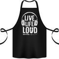 Music Live Life Loud Rock n Roll Guitar Cotton Apron 100% Organic Black