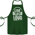 Music Live Life Loud Rock n Roll Guitar Cotton Apron 100% Organic Forest Green