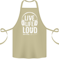 Music Live Life Loud Rock n Roll Guitar Cotton Apron 100% Organic Khaki