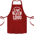 Music Live Life Loud Rock n Roll Guitar Cotton Apron 100% Organic Maroon