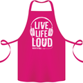 Music Live Life Loud Rock n Roll Guitar Cotton Apron 100% Organic Pink