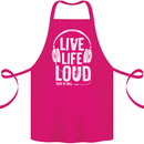 Music Live Life Loud Rock n Roll Guitar Cotton Apron 100% Organic Pink