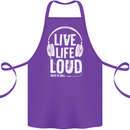 Music Live Life Loud Rock n Roll Guitar Cotton Apron 100% Organic Purple