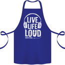 Music Live Life Loud Rock n Roll Guitar Cotton Apron 100% Organic Royal Blue