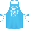 Music Live Life Loud Rock n Roll Guitar Cotton Apron 100% Organic Turquoise