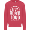 Music Live Life Loud Rock n Roll Guitar Kids Sweatshirt Jumper Heliconia