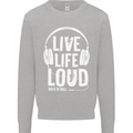 Music Live Life Loud Rock n Roll Guitar Kids Sweatshirt Jumper Sports Grey