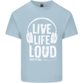 Music Live Life Loud Rock n Roll Guitar Kids T-Shirt Childrens Light Blue