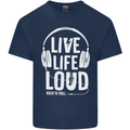 Music Live Life Loud Rock n Roll Guitar Kids T-Shirt Childrens Navy Blue