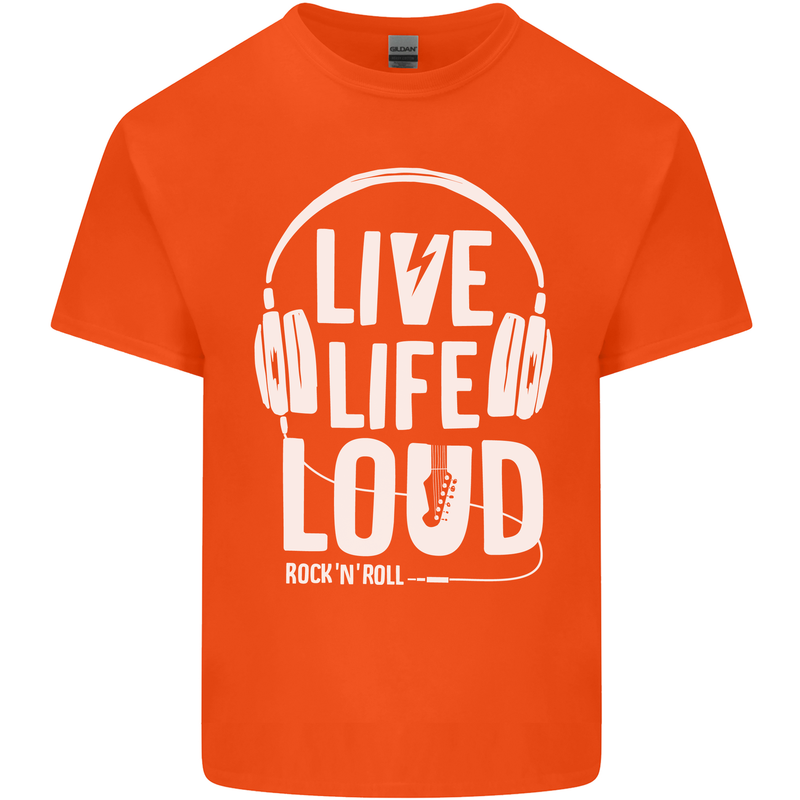 Music Live Life Loud Rock n Roll Guitar Kids T-Shirt Childrens Orange