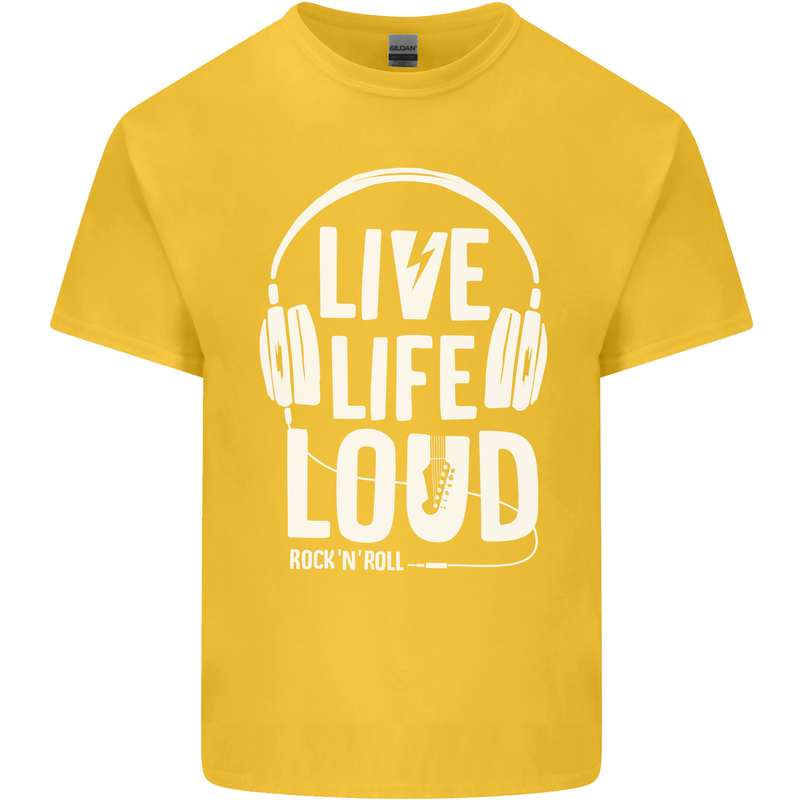 Music Live Life Loud Rock n Roll Guitar Kids T-Shirt Childrens Yellow