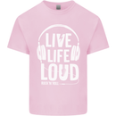Music Live Life Loud Rock n Roll Guitar Mens Cotton T-Shirt Tee Top Light Pink